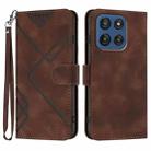For Motorola Edge 60 Line Pattern Skin Feel Leather Phone Case(Coffee) - 1