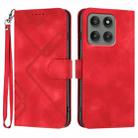 For Motorola Edge 60 Pro Line Pattern Skin Feel Leather Phone Case(Red) - 1