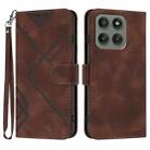 For Motorola Edge 60 Pro Line Pattern Skin Feel Leather Phone Case(Coffee) - 1