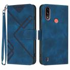 For Motorola Moto E7 Power Line Pattern Skin Feel Leather Phone Case(Royal Blue) - 1