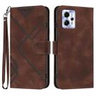 For Motorola Moto G23 Line Pattern Skin Feel Leather Phone Case(Coffee) - 1