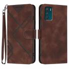 For Motorola Moto G42 Line Pattern Skin Feel Leather Phone Case(Coffee) - 1