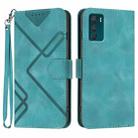 For Motorola Moto G42 Line Pattern Skin Feel Leather Phone Case(Light Blue) - 1