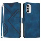 For Motorola Moto G52 Line Pattern Skin Feel Leather Phone Case(Royal Blue) - 1