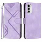 For Motorola Moto G52 Line Pattern Skin Feel Leather Phone Case(Light Purple) - 1