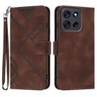 For Motorola Moto G56 5G Line Pattern Skin Feel Leather Phone Case(Coffee) - 1