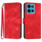For Motorola Moto G75 5G Line Pattern Skin Feel Leather Phone Case(Red) - 1