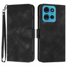 For Motorola Moto G75 5G Line Pattern Skin Feel Leather Phone Case(Black) - 1