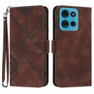 For Motorola Moto G75 5G Line Pattern Skin Feel Leather Phone Case(Coffee) - 1