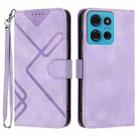 For Motorola Moto G75 5G Line Pattern Skin Feel Leather Phone Case(Light Purple) - 1