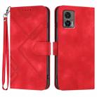 For Motorola Edge 30 Neo Line Pattern Skin Feel Leather Phone Case(Red) - 1