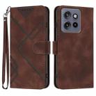 For Motorola Edge 50 Neo Line Pattern Skin Feel Leather Phone Case(Coffee) - 1