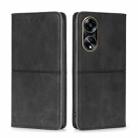 For OPPO A1 5G Cow Texture Magnetic Leather Phone Case(Black) - 1