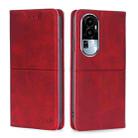 For OPPO Reno10 5G Cow Texture Magnetic Leather Phone Case(Red) - 1