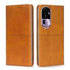 For OPPO Reno10 Pro+ 5G Cow Texture Magnetic Leather Phone Case(Light Brown) - 1