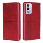 For OPPO A3 Pro 5G India Cow Texture Magnetic Leather Phone Case(Red) - 1