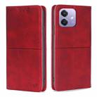 For OPPO A3 5G India Cow Texture Magnetic Leather Phone Case(Red) - 1