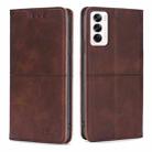 For OPPO Reno12 5G Global Cow Texture Magnetic Leather Phone Case(Dark Brown) - 1