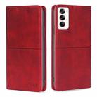 For OPPO Reno12 5G Global Cow Texture Magnetic Leather Phone Case(Red) - 1