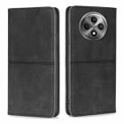 For OPPO Reno12 F 5G Cow Texture Magnetic Leather Phone Case(Black) - 1