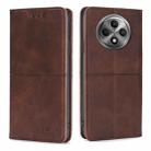 For OPPO Reno12 F 5G Cow Texture Magnetic Leather Phone Case(Dark Brown) - 1