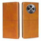 For OPPO Reno12 F 5G Cow Texture Magnetic Leather Phone Case(Light Brown) - 1