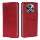 For OPPO Reno12 F 5G Cow Texture Magnetic Leather Phone Case(Red) - 1