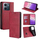 For OPPO A5x 5G Global Cow Texture Magnetic Leather Phone Case(Red) - 1