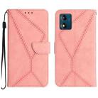 For Motorola Moto E13 4G Stitching Embossed Leather Phone Case(Pink) - 1