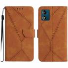 For Motorola Moto E13 4G Stitching Embossed Leather Phone Case(Brown) - 1