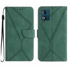 For Motorola Moto E13 4G Stitching Embossed Leather Phone Case(Green) - 1