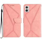 For Motorola Moto E22 / E22i 4G Stitching Embossed Leather Phone Case(Pink) - 1