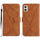 For Motorola Moto E22 / E22i 4G Stitching Embossed Leather Phone Case(Brown) - 1