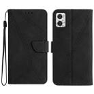 For Motorola Moto E22 / E22i 4G Stitching Embossed Leather Phone Case(Black) - 1