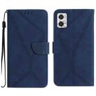 For Motorola Moto E22 / E22i 4G Stitching Embossed Leather Phone Case(Blue) - 1