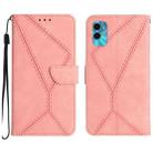 For Motorola Moto E22S / G22 4G Stitching Embossed Leather Phone Case(Pink) - 1