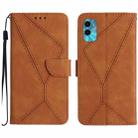 For Motorola Moto E22S / G22 4G Stitching Embossed Leather Phone Case(Brown) - 1