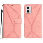 For Motorola Moto G 5G 2023 Stitching Embossed Leather Phone Case(Pink) - 1