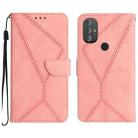 For Motorola Moto G Power 2022 Stitching Embossed Leather Phone Case(Pink) - 1