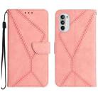 For Motorola Moto G Stylus 5G 2022 Stitching Embossed Leather Phone Case(Pink) - 1