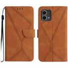 For Motorola Moto G Stylus 5G 2023 Stitching Embossed Leather Phone Case(Brown) - 1