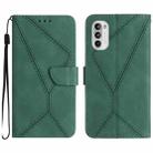 For Motorola Moto G52J Stitching Embossed Leather Phone Case(Green) - 1