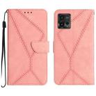 For Motorola Moto G72 4G Stitching Embossed Leather Phone Case(Pink) - 1