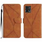 For Motorola Moto G72 4G Stitching Embossed Leather Phone Case(Brown) - 1