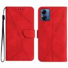 For Motorola Moto G14 Stitching Embossed Leather Phone Case(Red) - 1