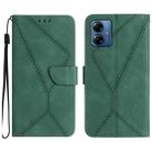 For Motorola Moto G14 Stitching Embossed Leather Phone Case(Green) - 1