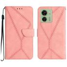 For Motorola Edge 40 Stitching Embossed Leather Phone Case(Pink) - 1