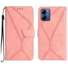 For Motorola Moto G54 Stitching Embossed Leather Phone Case(Pink) - 1