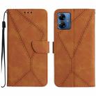 For Motorola Moto G54 Stitching Embossed Leather Phone Case(Brown) - 1