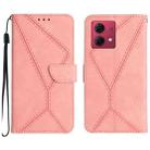 For Motorola Moto G84 Stitching Embossed Leather Phone Case(Pink) - 1